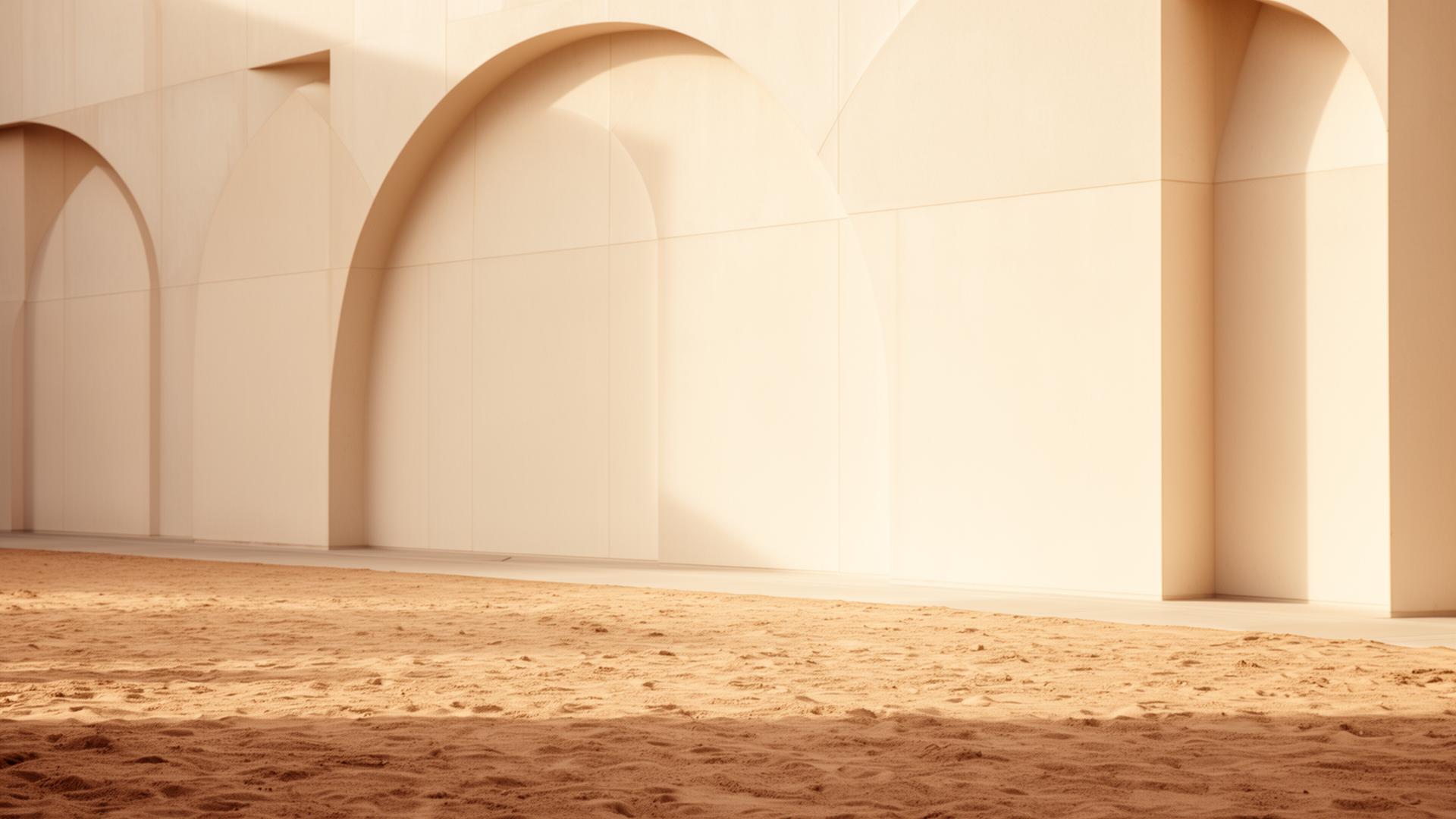 Architectural arches in warm sand tones